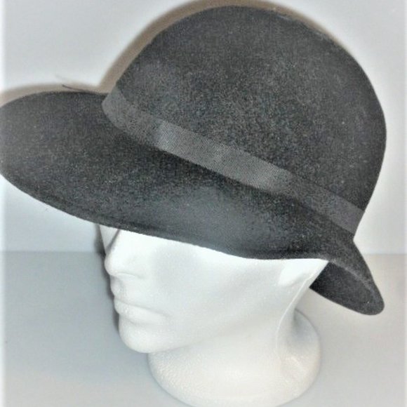 U.S.A Doeskin Felt 100% Wool WOMAN'S BLACK HAT w/ Bow Geo W. Bollman & Co. Ltd - Picture 8 of 9